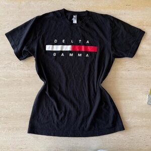 Vintage Black Delta Gamma T-Shirt with Red and White Accents